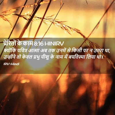 Picture 02 - प्रेरितों के काम 8:16 HINIRV - क्योंकि पवित्र - Bible Verse Picture
