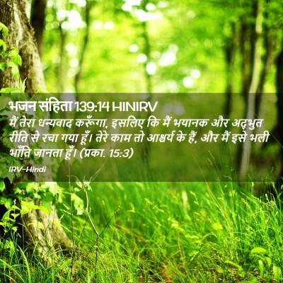 Picture 02 - भजन संहिता 139:14 HINIRV - मैं तेरा धन्यवाद - Bible Verse Picture