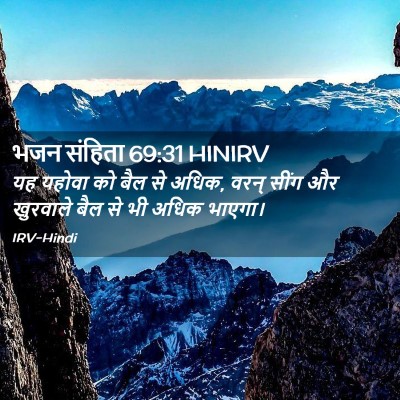 Picture 02 - भजन संहिता 69:31 HINIRV - यह यहोवा को बैल से - Bible Verse Picture