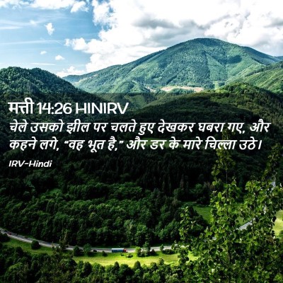 Picture 02 - मत्ती 14:26 HINIRV - चेले उसको झील पर - Bible Verse Picture