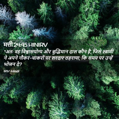 Picture 02 - मत्ती 24:45 HINIRV - “अतः वह - Bible Verse Picture