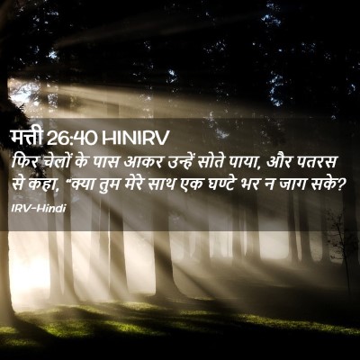Picture 02 - मत्ती 26:40 HINIRV - फिर चेलों के पास - Bible Verse Picture