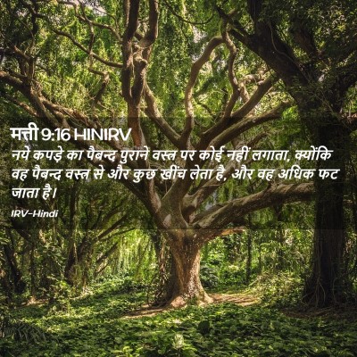 Picture 02 - मत्ती 9:16 HINIRV - नये कपड़े का - Bible Verse Picture