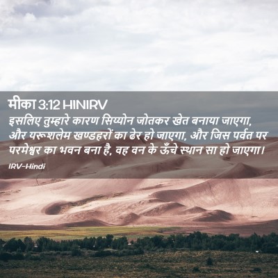 Picture 02 - मीका 3:12 HINIRV - इसलिए तुम्हारे - Bible Verse Picture