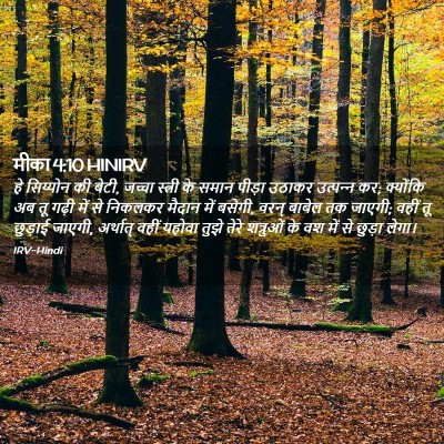 Picture 02 - मीका 4:10 HINIRV - हे सिय्योन की बेटी, - Bible Verse Picture