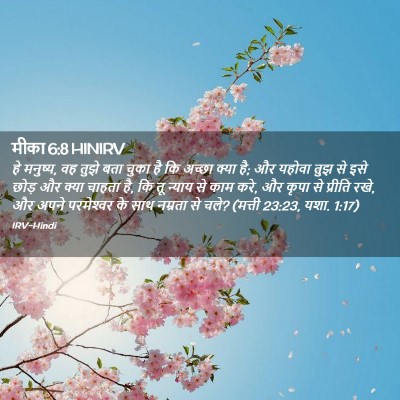 Picture 02 - मीका 6:8 HINIRV - हे मनुष्य, वह तुझे - Bible Verse Picture
