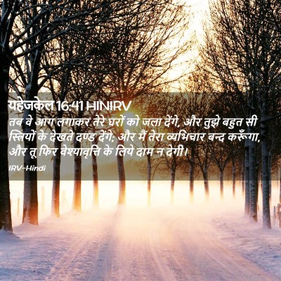 Picture 02 - यहेजकेल 16:41 HINIRV - तब वे आग लगाकर तेरे - Bible Verse Picture