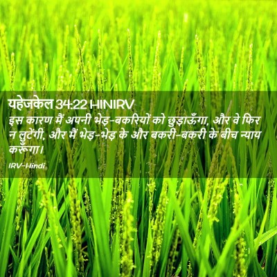 Picture 02 - यहेजकेल 34:22 HINIRV - इस कारण मैं अपनी - Bible Verse Picture