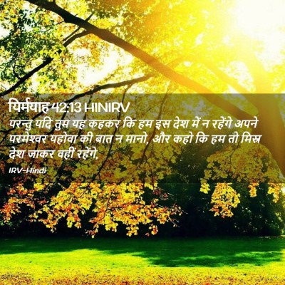 Picture 02 - यिर्मयाह 42:13 HINIRV - परन्तु यदि तुम यह - Bible Verse Picture