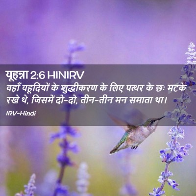 Picture 02 - यूहन्ना 2:6 HINIRV - वहाँ यहूदियों के - Bible Verse Picture