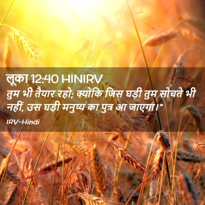 Picture 02 - लूका 12:40 HINIRV - तुम भी तैयार रहो; - Bible Verse Picture