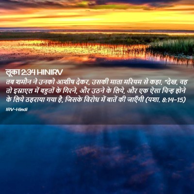 Picture 02 - लूका 2:34 HINIRV - तब शमौन ने उनको - Bible Verse Picture