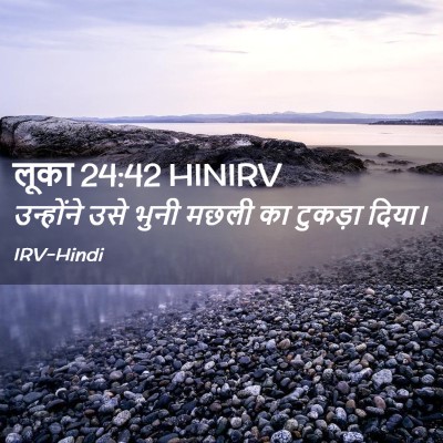Picture 02 - लूका 24:42 HINIRV - उन्होंने उसे भुनी - Bible Verse Picture