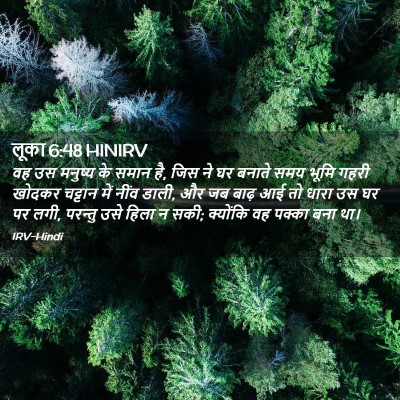 Picture 02 - लूका 6:48 HINIRV - वह उस मनुष्य के - Bible Verse Picture