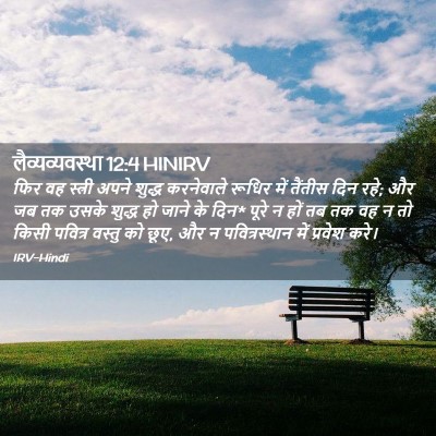 Picture 02 - लैव्यव्यवस्था 12:4 HINIRV - फिर वह स्त्री अपने - Bible Verse Picture