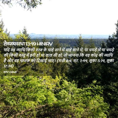 Picture 02 - लैव्यव्यवस्था 13:49 HINIRV - यदि वह व्याधि किसी - Bible Verse Picture