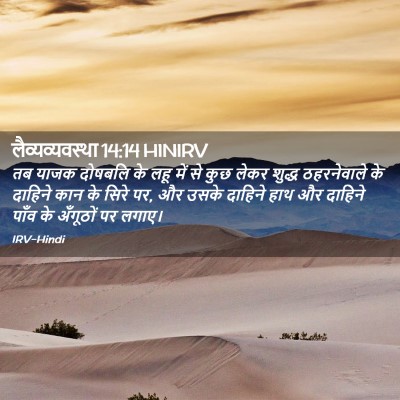 Picture 02 - लैव्यव्यवस्था 14:14 HINIRV - तब याजक दोषबलि के - Bible Verse Picture
