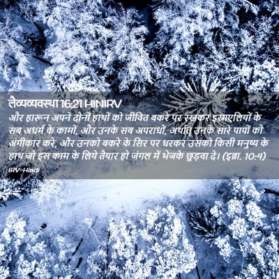 Picture 02 - लैव्यव्यवस्था 16:21 HINIRV - और हारून अपने - Bible Verse Picture