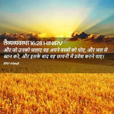 Picture 02 - लैव्यव्यवस्था 16:28 HINIRV - और जो उनको जलाए वह - Bible Verse Picture