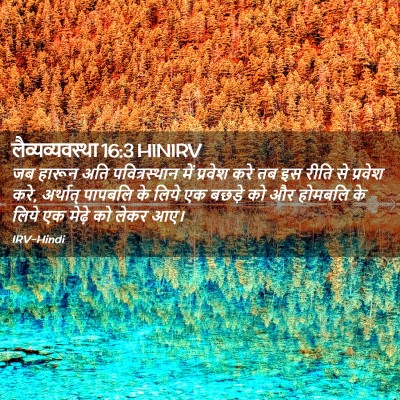 Picture 02 - लैव्यव्यवस्था 16:3 HINIRV - जब हारून अति - Bible Verse Picture