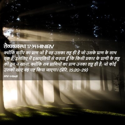 Picture 02 - लैव्यव्यवस्था 17:14 HINIRV - क्योंकि शरीर का - Bible Verse Picture