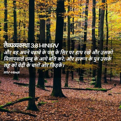 Picture 02 - लैव्यव्यवस्था 3:8 HINIRV - और वह अपने चढ़ावे - Bible Verse Picture