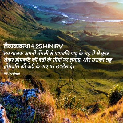 Picture 02 - लैव्यव्यवस्था 4:25 HINIRV - तब याजक अपनी उँगली - Bible Verse Picture