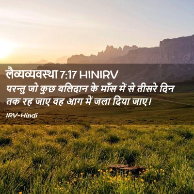Picture 02 - लैव्यव्यवस्था 7:17 HINIRV - परन्तु जो कुछ - Bible Verse Picture