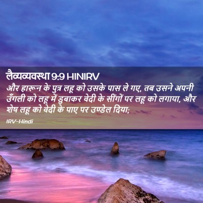 Picture 02 - लैव्यव्यवस्था 9:9 HINIRV - और हारून के पुत्र - Bible Verse Picture