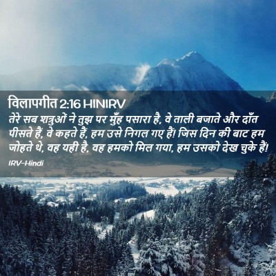 Picture 02 - विलापगीत 2:16 HINIRV - तेरे सब शत्रुओं ने - Bible Verse Picture