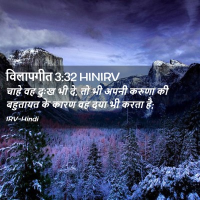 Picture 02 - विलापगीत 3:32 HINIRV - चाहे वह दुःख भी दे, - Bible Verse Picture