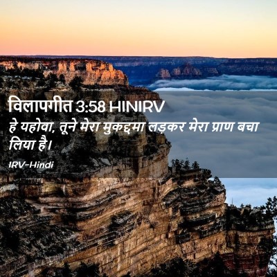 Picture 02 - विलापगीत 3:58 HINIRV - हे यहोवा, तूने मेरा - Bible Verse Picture