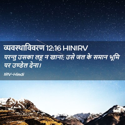 Picture 02 - व्यवस्थाविवरण 12:16 HINIRV - परन्तु उसका लहू न - Bible Verse Picture
