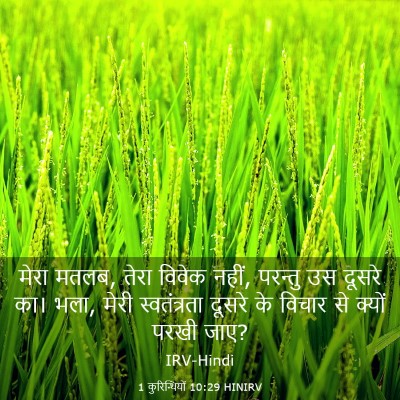 Picture 03 - 1 कुरिन्थियों 10:29 HINIRV - मेरा मतलब, तेरा - Bible Verse Picture