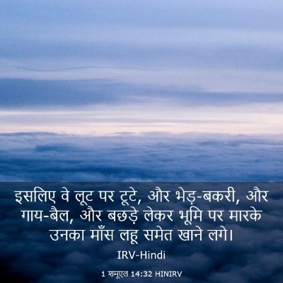 Picture 03 - 1 शमूएल 14:32 HINIRV - इसलिए वे लूट पर - Bible Verse Picture