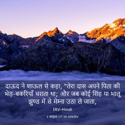 Picture 03 - 1 शमूएल 17:34 HINIRV - दाऊद ने शाऊल से - Bible Verse Picture