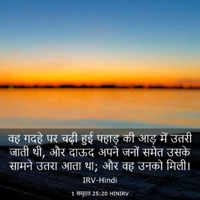 Picture 03 - 1 शमूएल 25:20 HINIRV - वह गदहे पर चढ़ी हुई - Bible Verse Picture