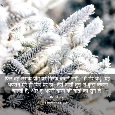 Picture 03 - 1 शमूएल 25:24 HINIRV - फिर वह उसके पाँव पर - Bible Verse Picture