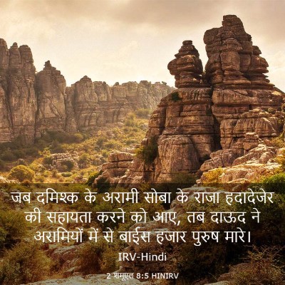 Picture 03 - 2 शमूएल 8:5 HINIRV - जब दमिश्क के अरामी - Bible Verse Picture