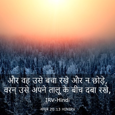 Picture 03 - अय्यूब 20:13 HINIRV - और वह उसे बचा रखे - Bible Verse Picture