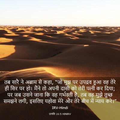 Picture 03 - उत्पत्ति 16:5 HINIRV - तब सारै ने अब्राम - Bible Verse Picture