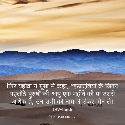 Picture 03 - गिनती 3:40 HINIRV - फिर यहोवा ने मूसा - Bible Verse Picture
