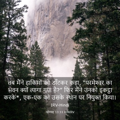 Picture 03 - नहेम्याह 13:11 HINIRV - तब मैंने हाकिमों - Bible Verse Picture