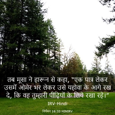 Picture 03 - निर्गमन 16:33 HINIRV - तब मूसा ने हारून से - Bible Verse Picture