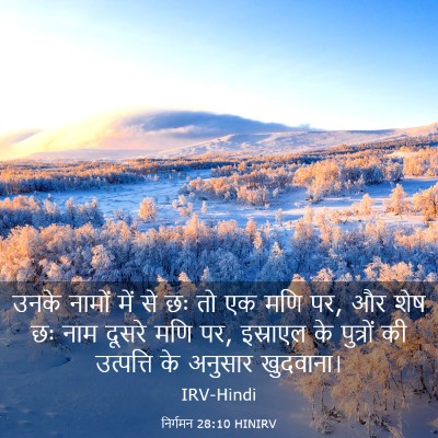 Picture 03 - निर्गमन 28:10 HINIRV - उनके नामों में से - Bible Verse Picture