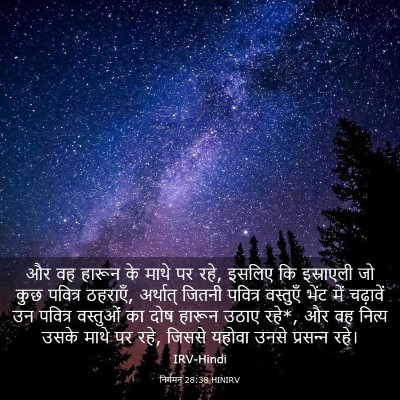 Picture 03 - निर्गमन 28:38 HINIRV - और वह हारून के माथे - Bible Verse Picture