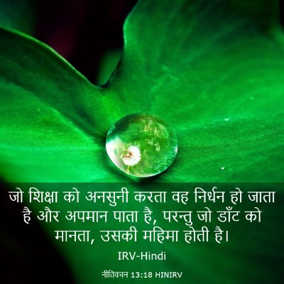 Picture 03 - नीतिवचन 13:18 HINIRV - जो शिक्षा को - Bible Verse Picture