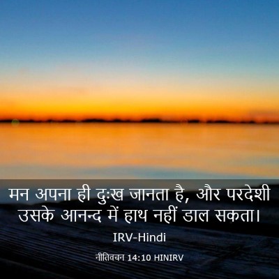 Picture 03 - नीतिवचन 14:10 HINIRV - मन अपना ही दुःख - Bible Verse Picture
