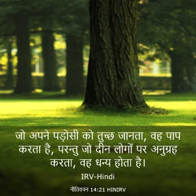 Picture 03 - नीतिवचन 14:21 HINIRV - जो अपने पड़ोसी को - Bible Verse Picture