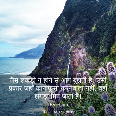 Picture 03 - नीतिवचन 26:20 HINIRV - जैसे लकड़ी न होने - Bible Verse Picture
